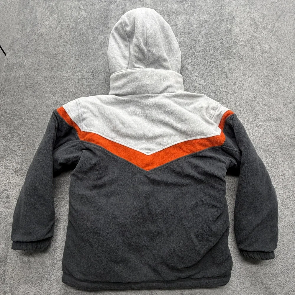 Nike Jacket Youth 10-12‎ Gray Orange Reversible Hooded Fleece Lined Puffer